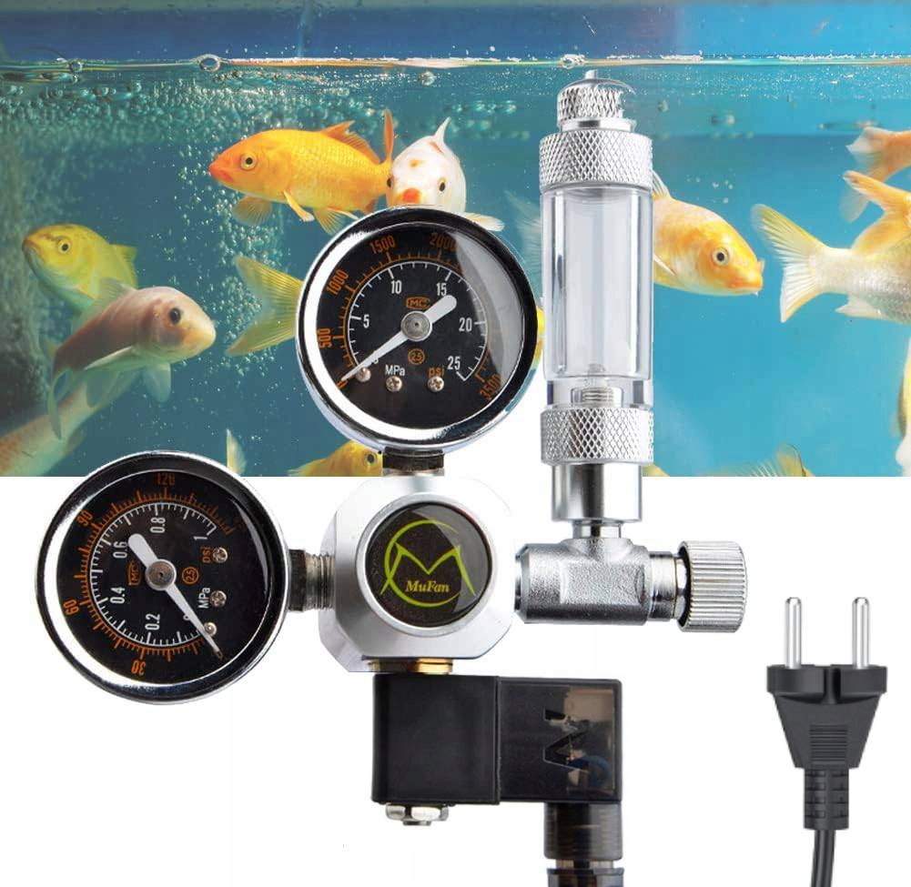 Redukce pro akvárium CO2 lahví dva manometry