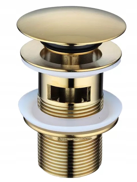 KOREK UMYWALKOWY KLIK-KLAK ZŁOTY MOSIĘŻNY PRZELEW SYFON Z PRZELEWEM