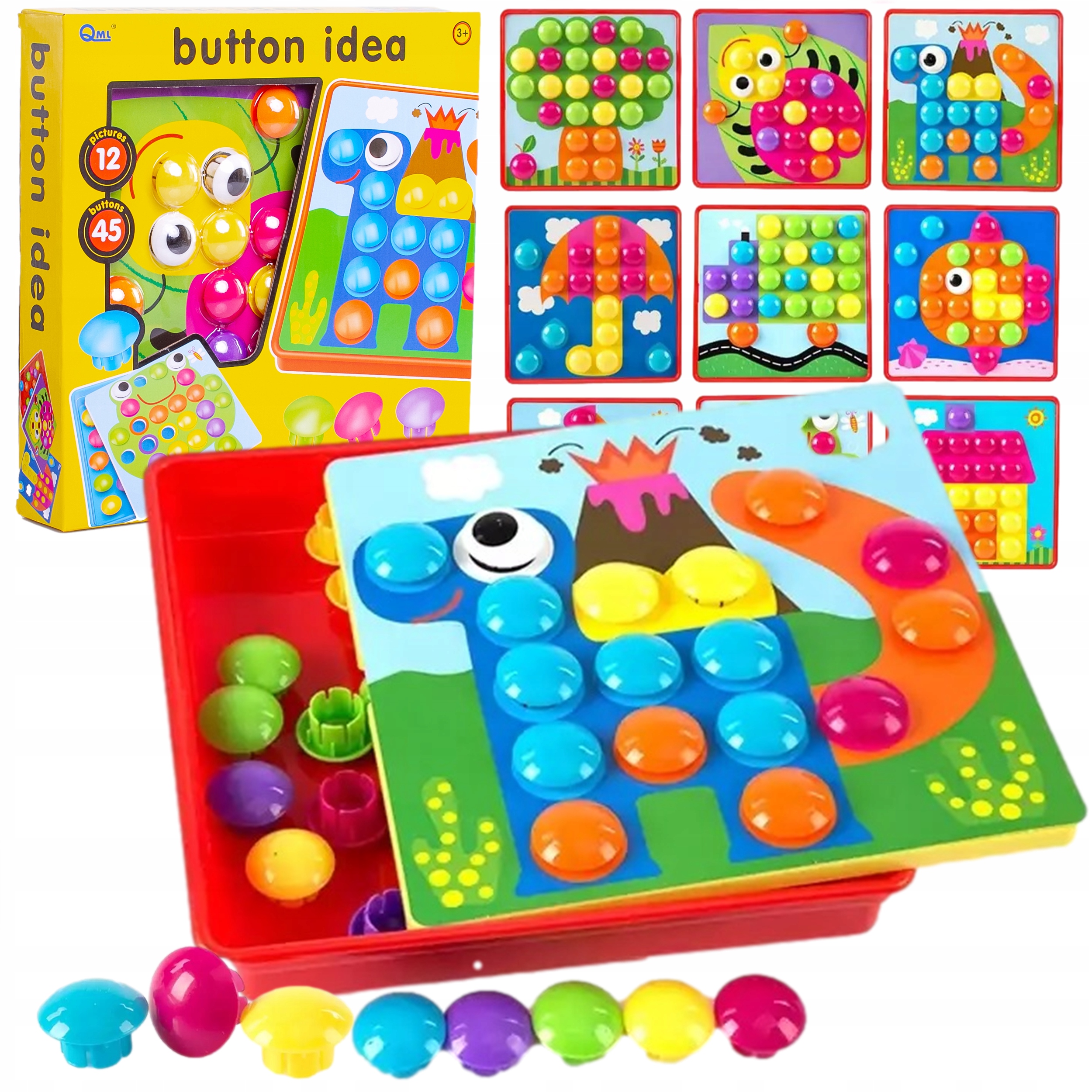 PASTYLKOWE DOPASOWANIA edukacyjna układanka Montessori guzikowa mozaika