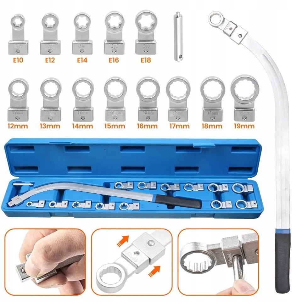 12-19 Torx E10-E18 Klíč Na Napínáky, Sada 15 Ks