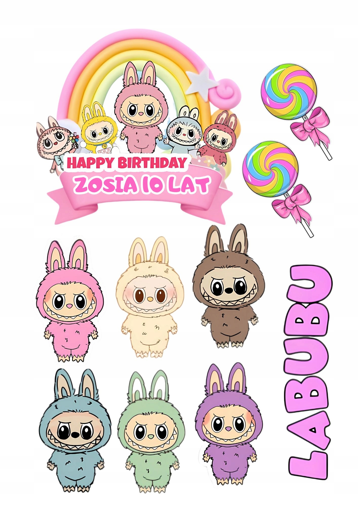 Wydruk na masie cukrowej wydruk cukrowy Labubu imię