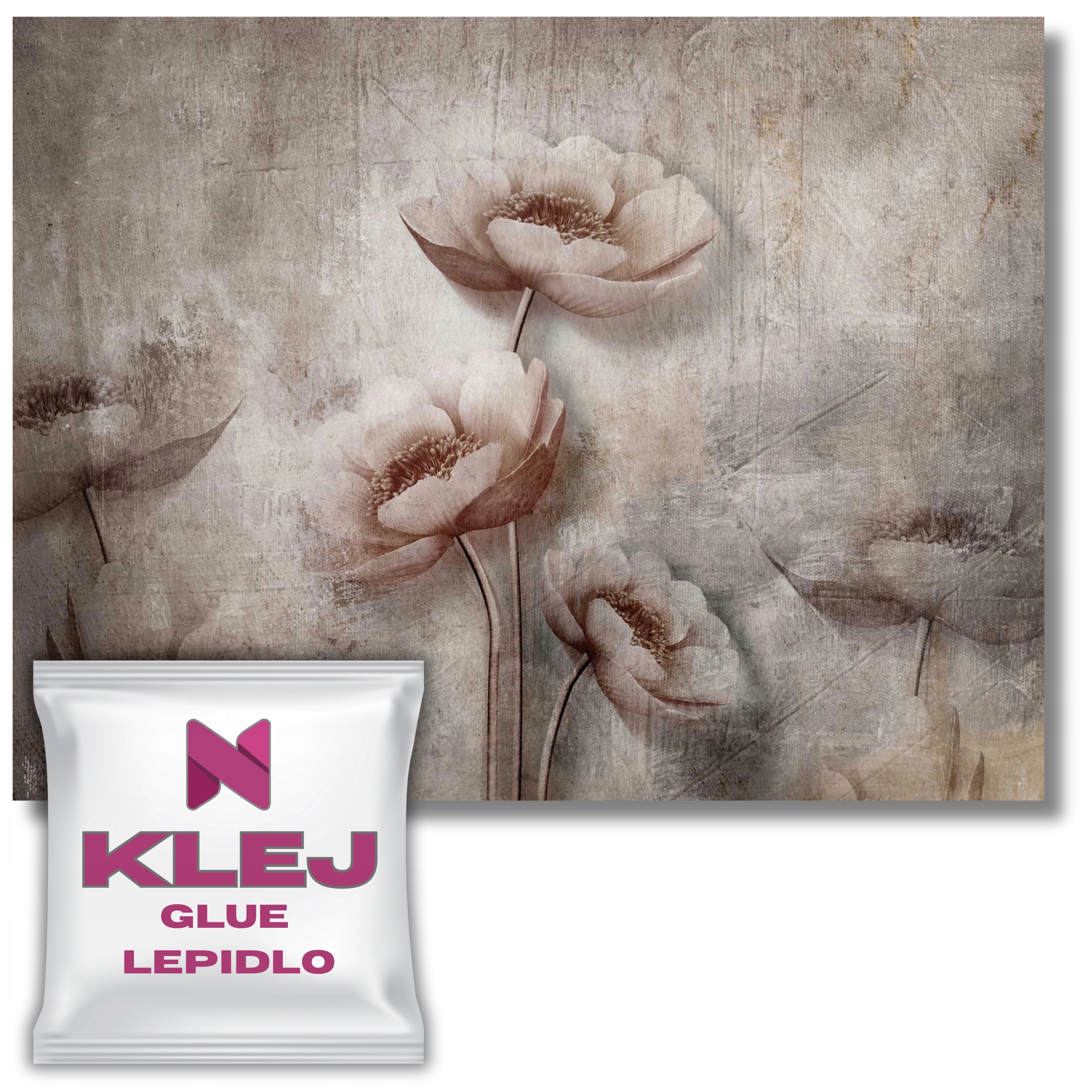 Rustikální fototapeta na zeď do ložnice Retro květiny Pivoňky 260x390