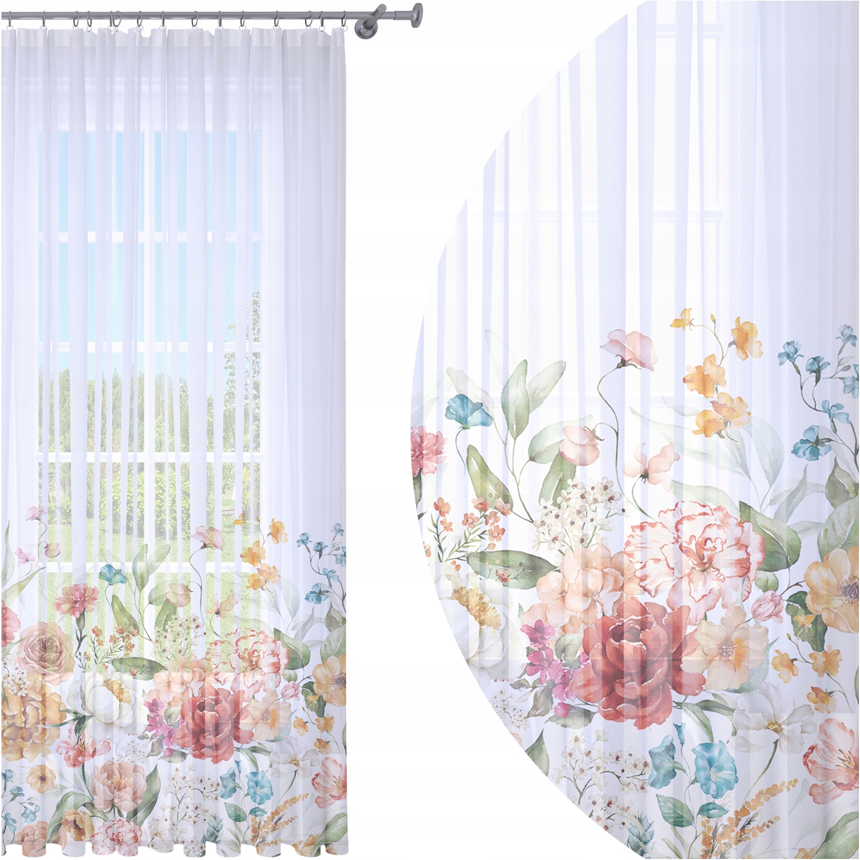 

Firana Gotowa 140x250 Woal Barwiona Wzór Na Żabki