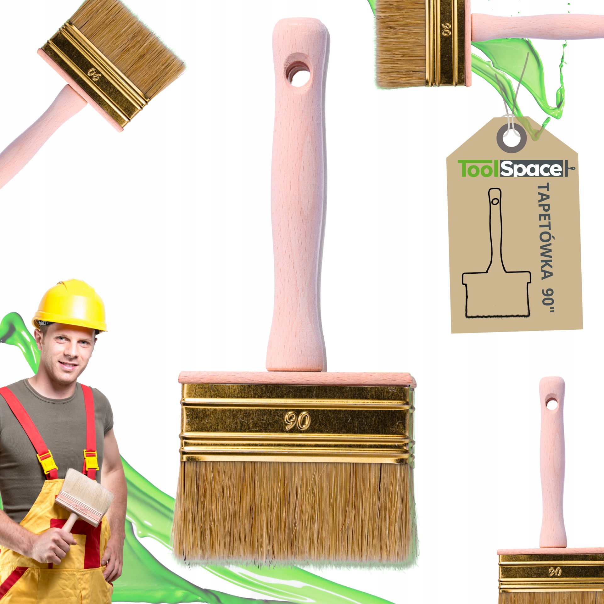 PĘDZEL TAPETOWY TAPECIAK MINIŁAWKOWIEC TAPETÓWKA ŁAWKOWIEC PĘDZEL 90mm PL