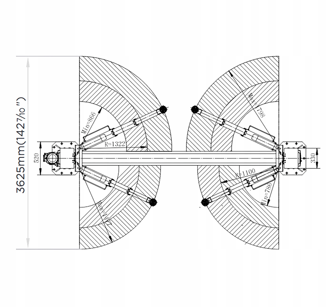 Podnośnik Dwukolumnowy Automat do Busów BUS 5T Redats L-280 Napęd elektrohydrauliczny