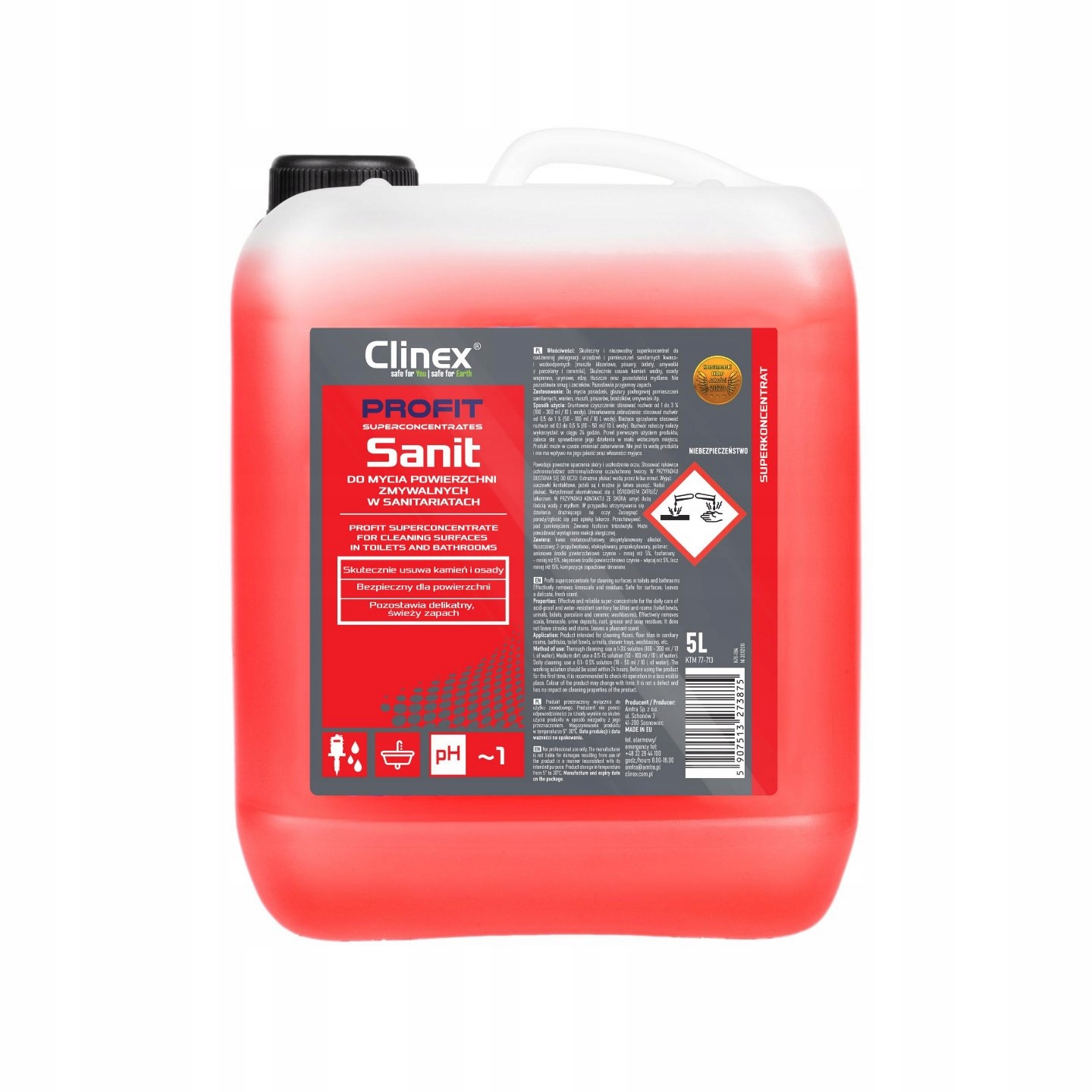 Levně Mytí sanitární keramiky Clinex Profit Sanit 5L