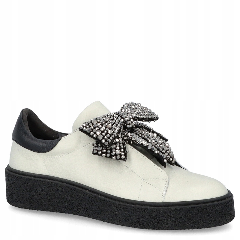 Kožené tenisky s mašličkou Tymoteo 2560 Světle Béžová 39