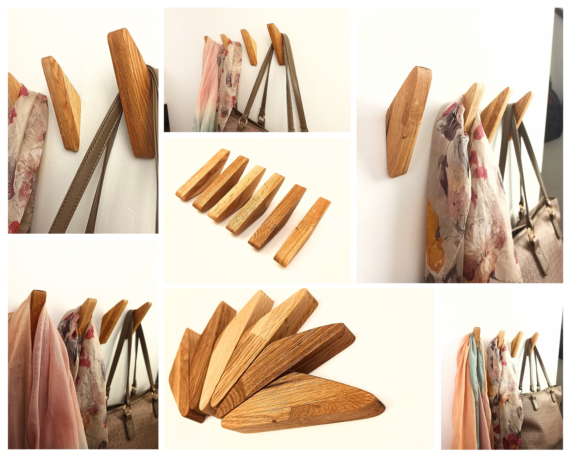 Wieszak na ubrania ścienny pojedynczy Wieszak drewniany na ścianę Dębowy Marka inna