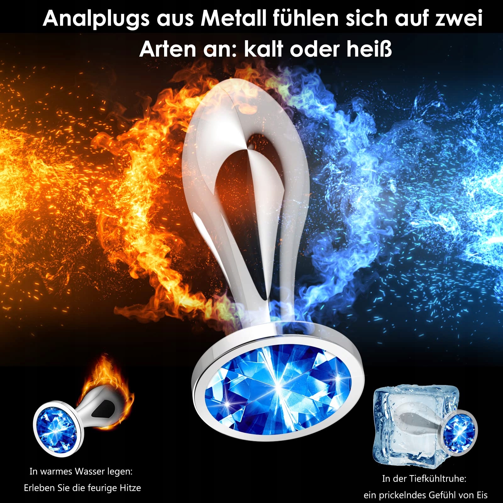 METALL Zestaw 3 Koreczków Analnych Z Kryształową Końcówką — miniatura 7