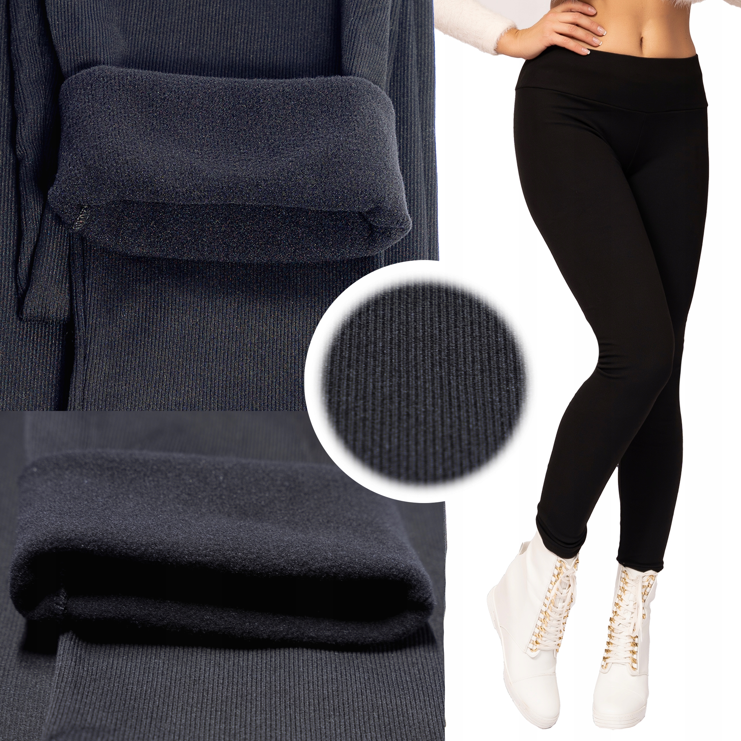 Žebrované legíny Bambusové kalhoty Zateplené termofleecem