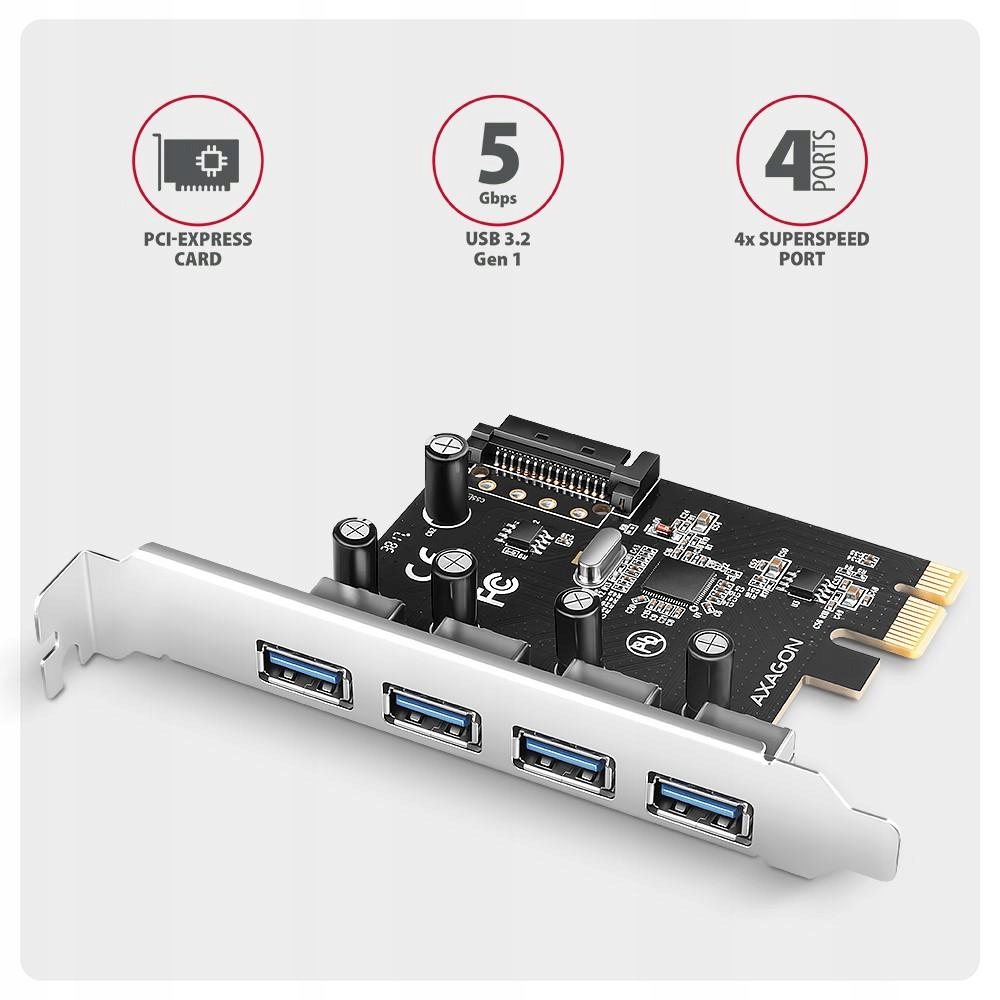 PCEU-430RS Kontroler PCIe 4x port Usb 3.2 Gen 1, Uasp, chipset Renesas