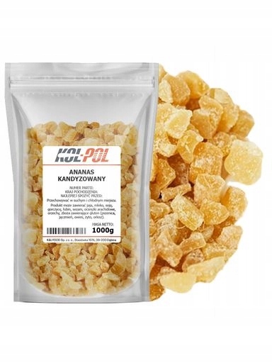 Levně Ananas Kandovaný Kostka 1kg Svačinka sladký doplněk v kostkách Kol-Pol