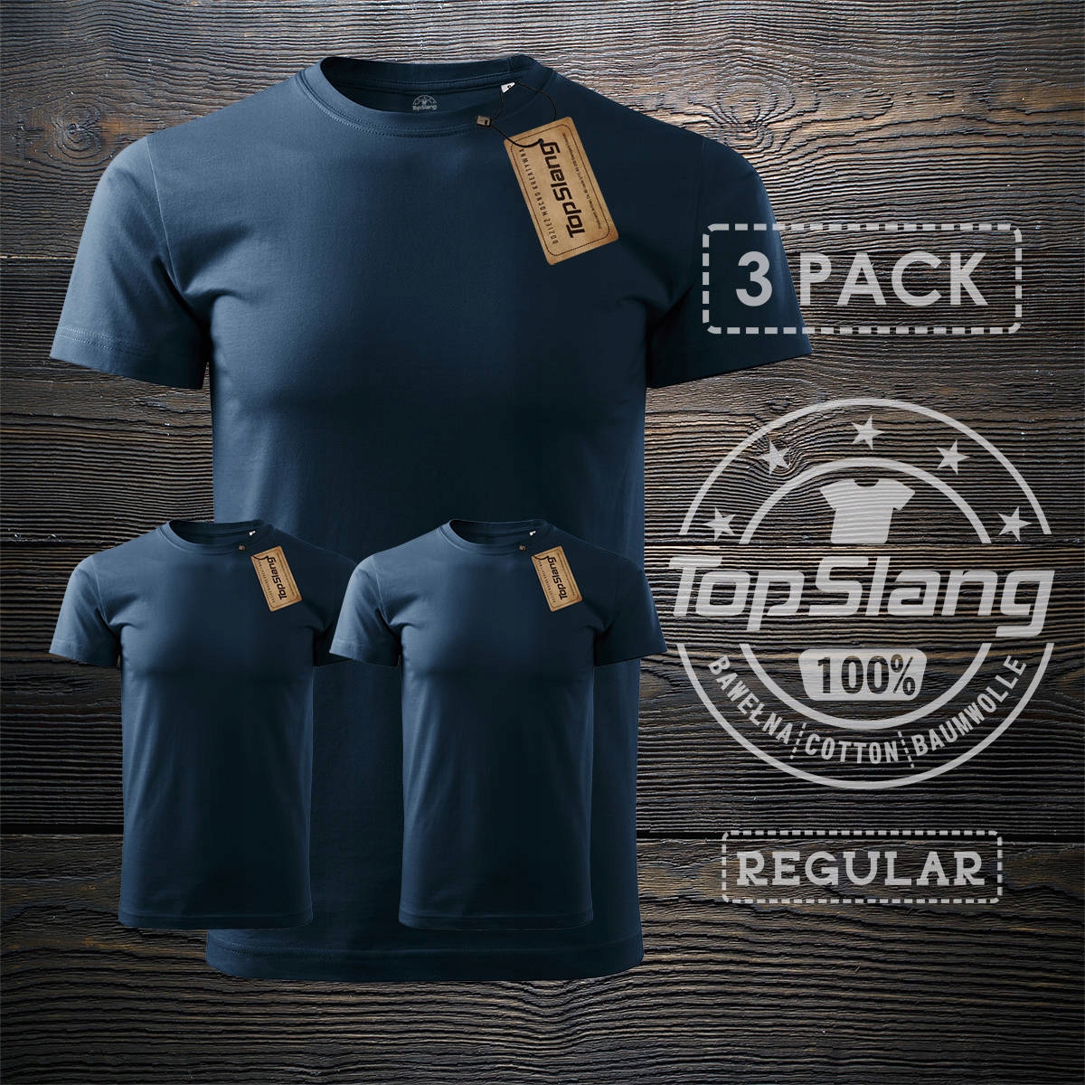

Topslang koszulka męska bawełniana granatowa 3PACK