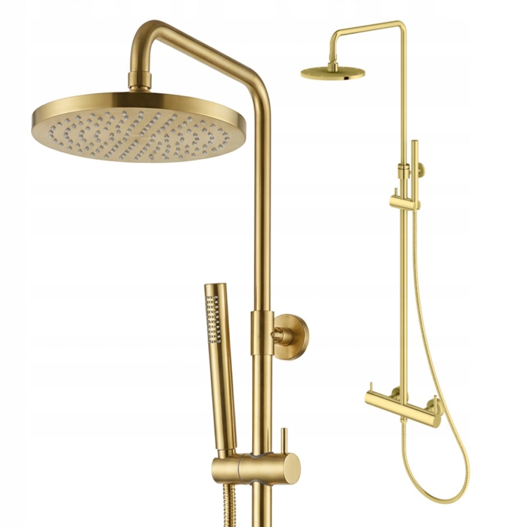 Dažďová sprcha Kohlman Axel, zlatá sprchová súprava, slúchadlo výtok