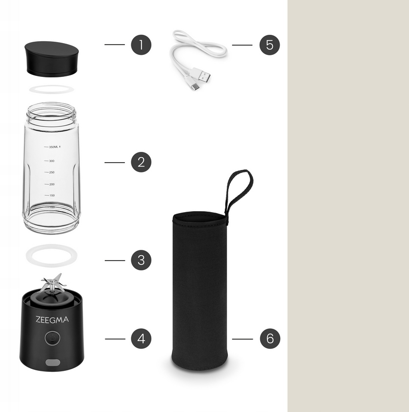 BLENDER BEZPRZEWODOWY PRZENOŚNY TURYSTYCZNY USB 450ml 300W + ETUI Liczba poziomów prędkości 2