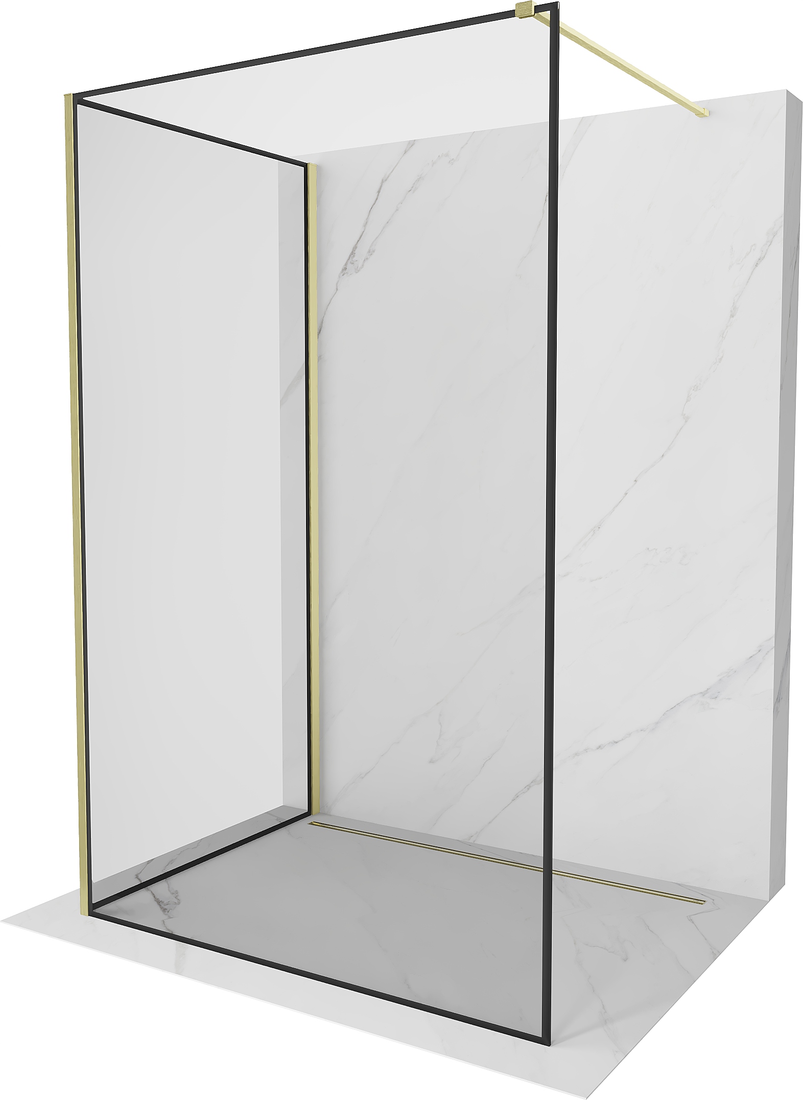 Ścianka szyba prysznicowa 140x80 Walk In Mexen Kioto 8mm czarna ramka złoto