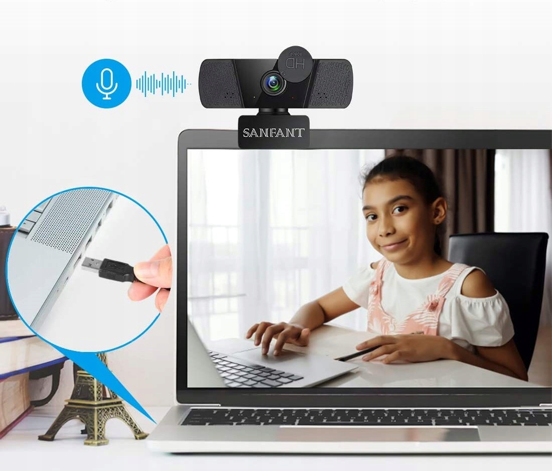 SANFANT KAMERA INTERNETOWA Z MIKROFONEM 1080P HD Model 001