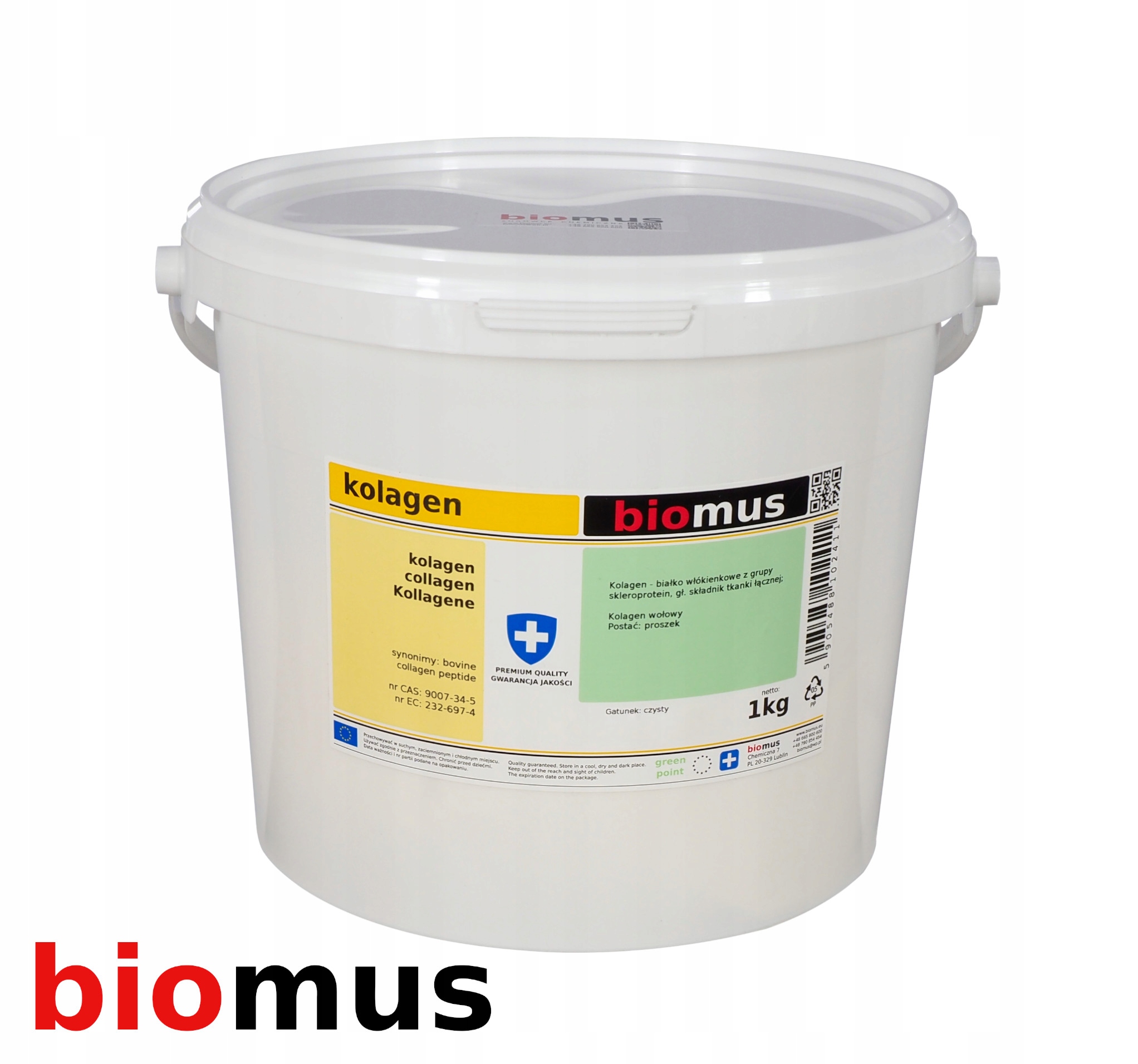 Kolagen wołowy białko 1kg Biomus Gatunek: Czysty