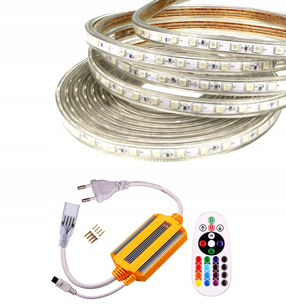 TAŚMA LED RGB 230V ZESTAW 5M WODOODPORNA + PILOT Kod producenta NEON-RGB-10