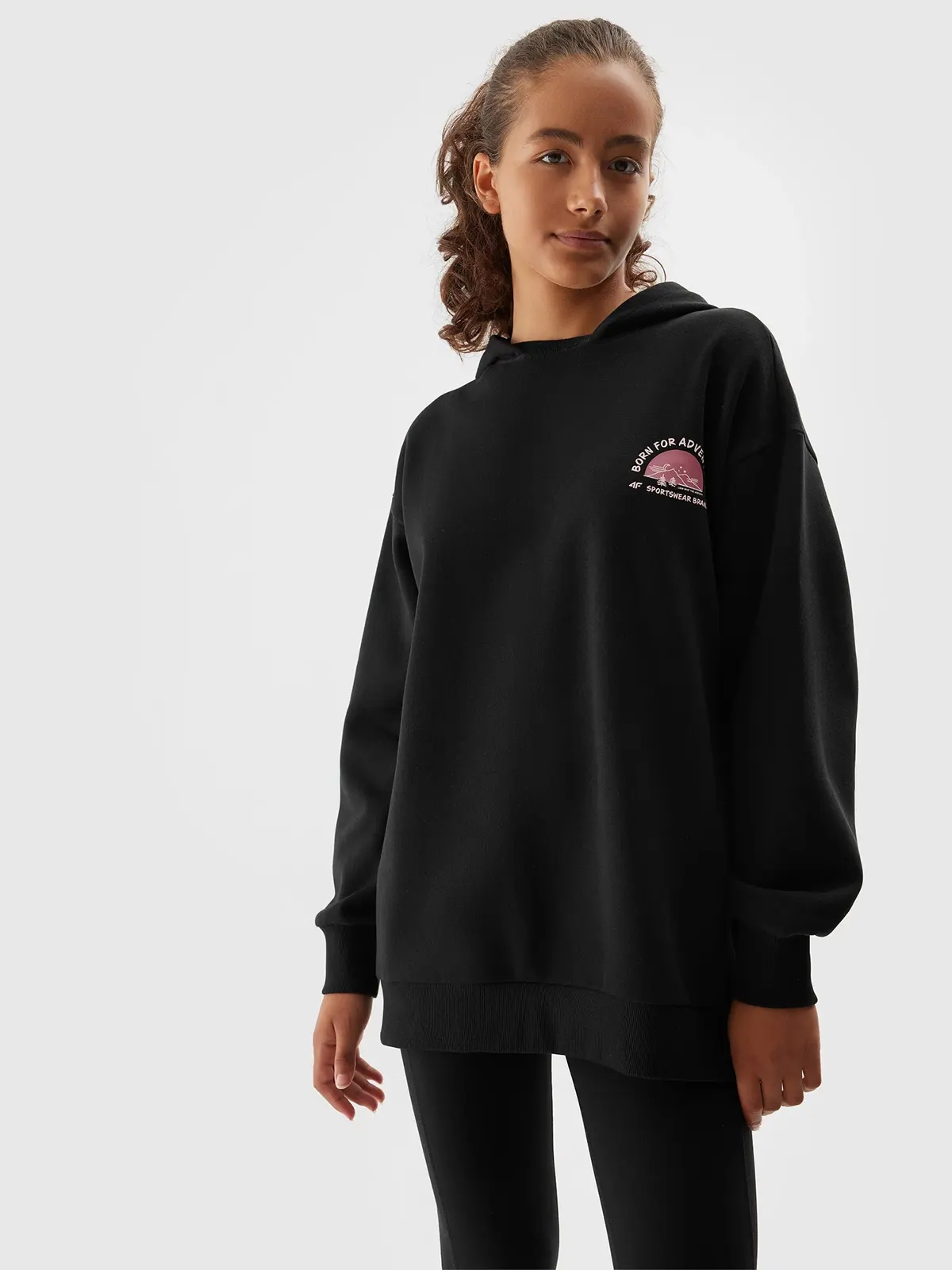 BLUZA DZIEWCZĘCA 4F DRESOWA Z KAPTUREM AW23F642 Kod producenta 4FJAW23TSWSF642-20S