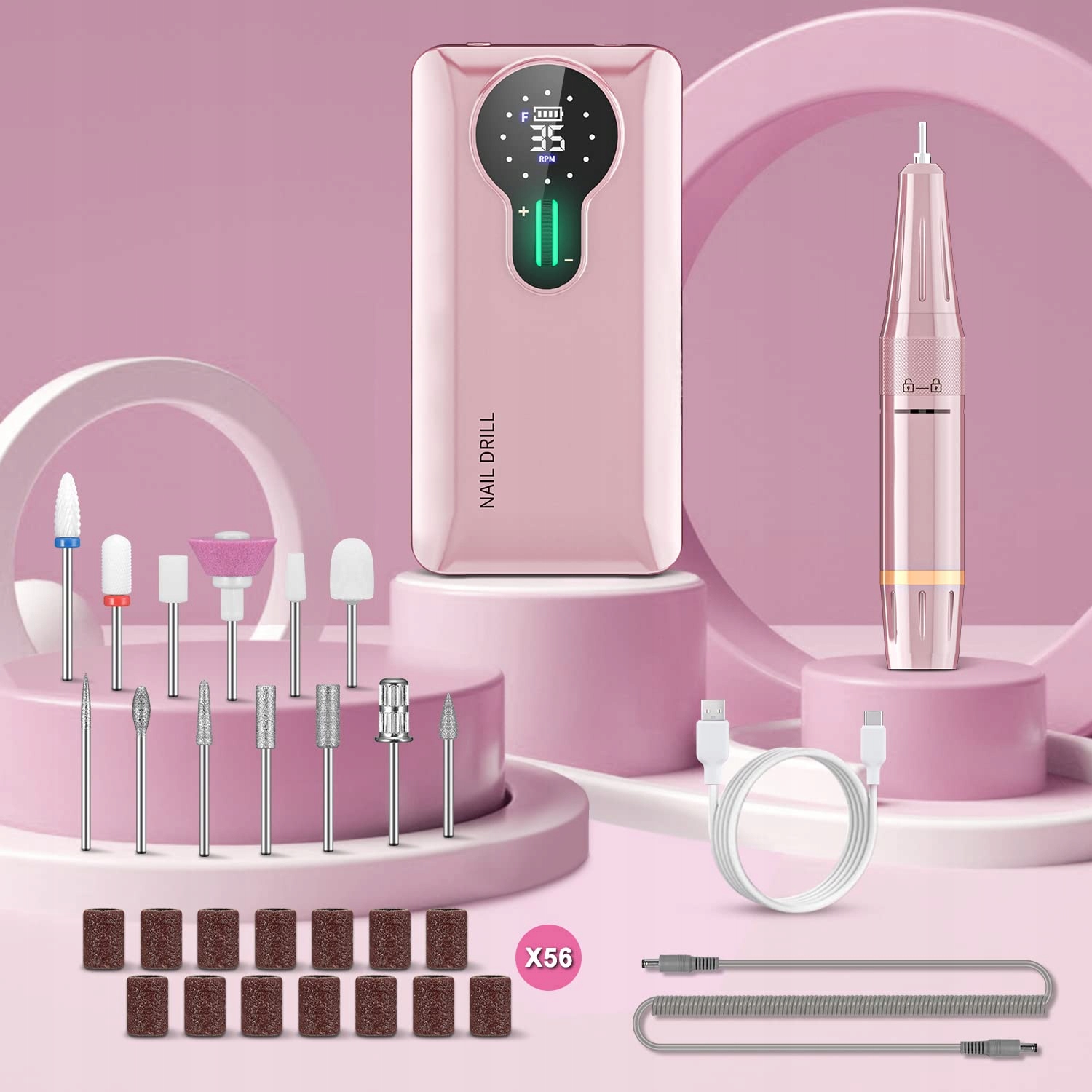ENGERWALL Zestaw Do Manicure Pedicure Elektryczny Pilnik 35000 ObrMin — miniatura 4