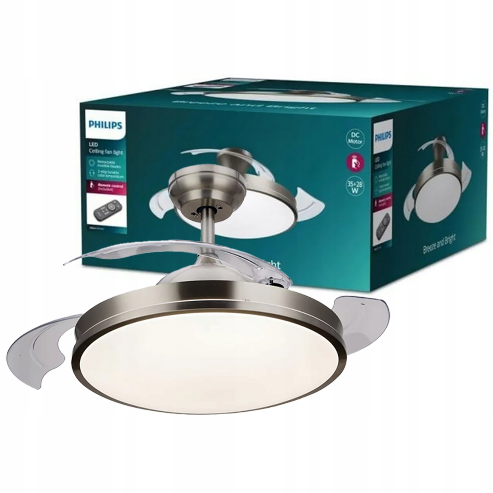 stropní svítidlo Led Stropní Svítidlo Ventilátor Atlas 28W 35W Cct Dálkový Ovladač Philips