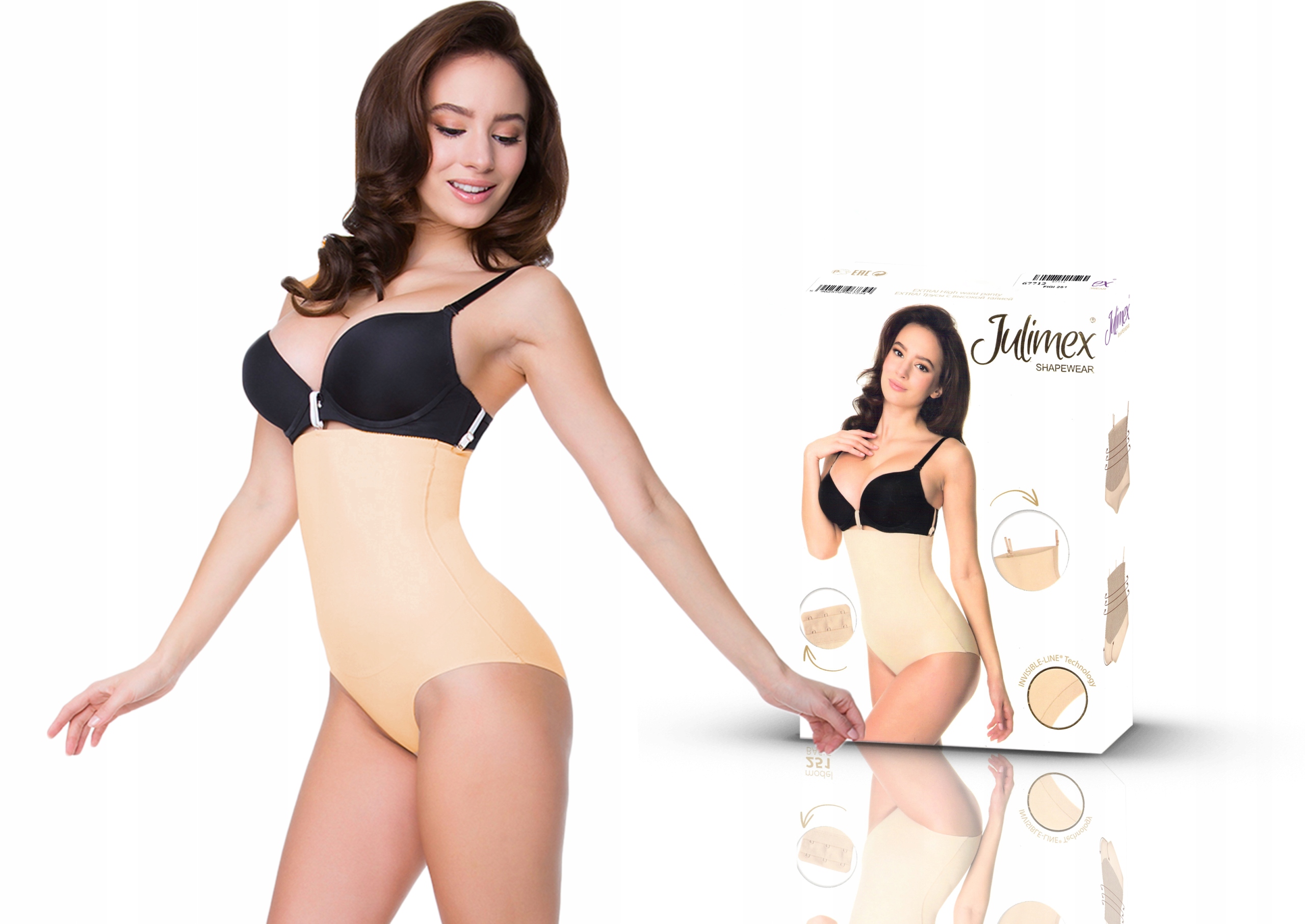 

Figi Bezszwowe Wysoka Talia Beżowe 251 Julimex 2XL