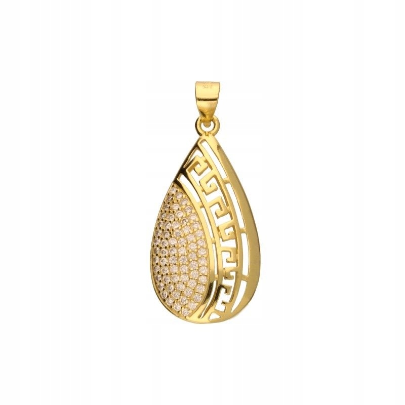 Stříbrný prolamovaný přívěsek 925, pozlacený zirkon 15x27 mm, 2.11 g jako dárek