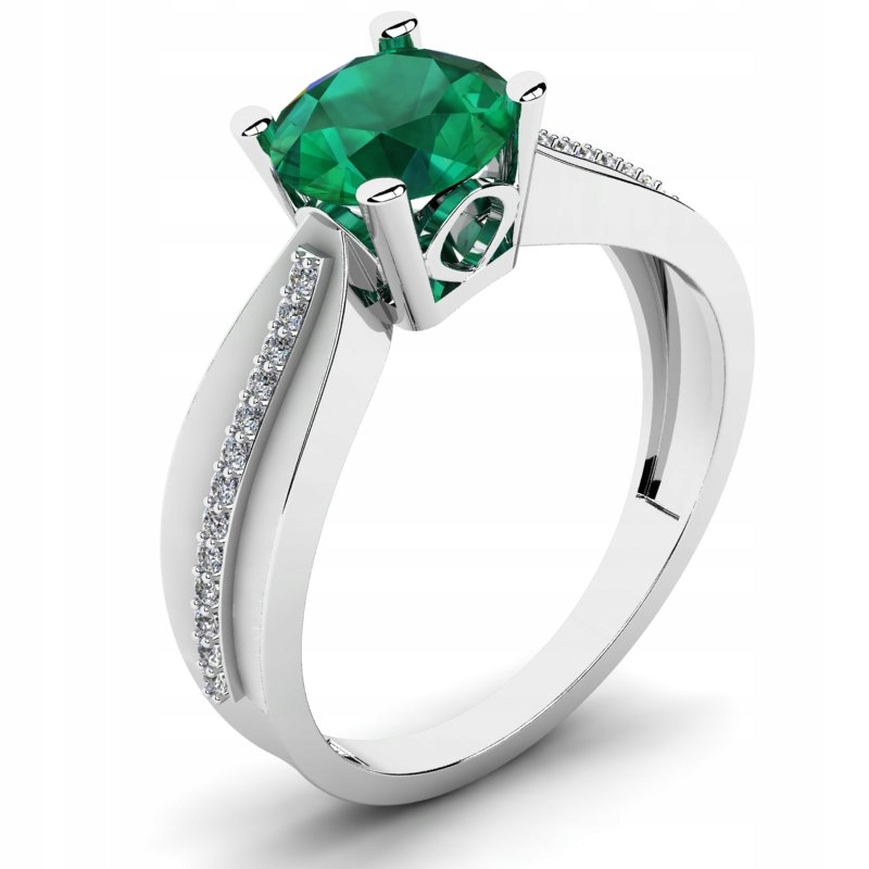 

Pierścionek Z Białego Złota Z Zieloną Cyrkonią