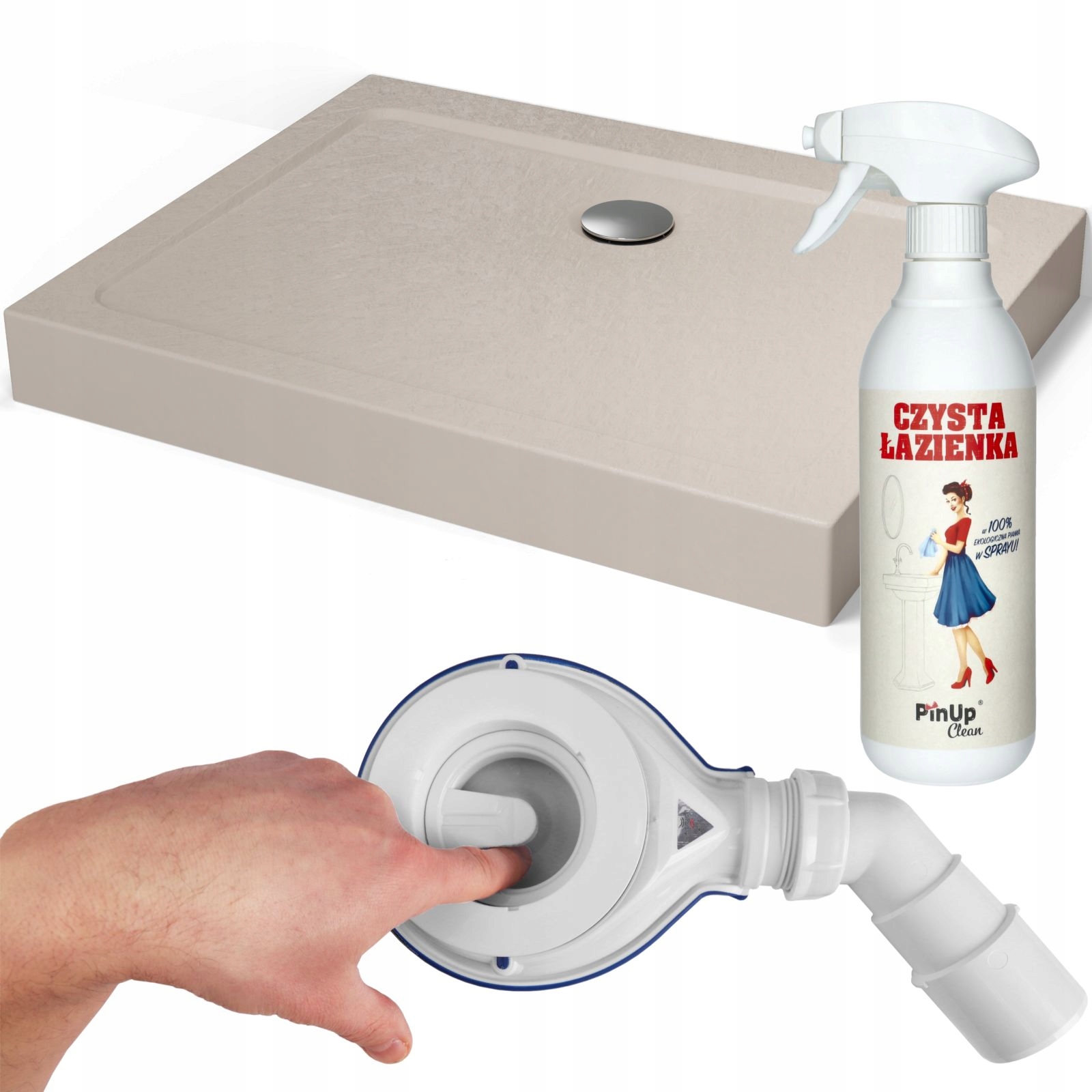 Brodzik 120x100 prostokątny prysznicowy wysoki Kaszmirowy syfon Premium