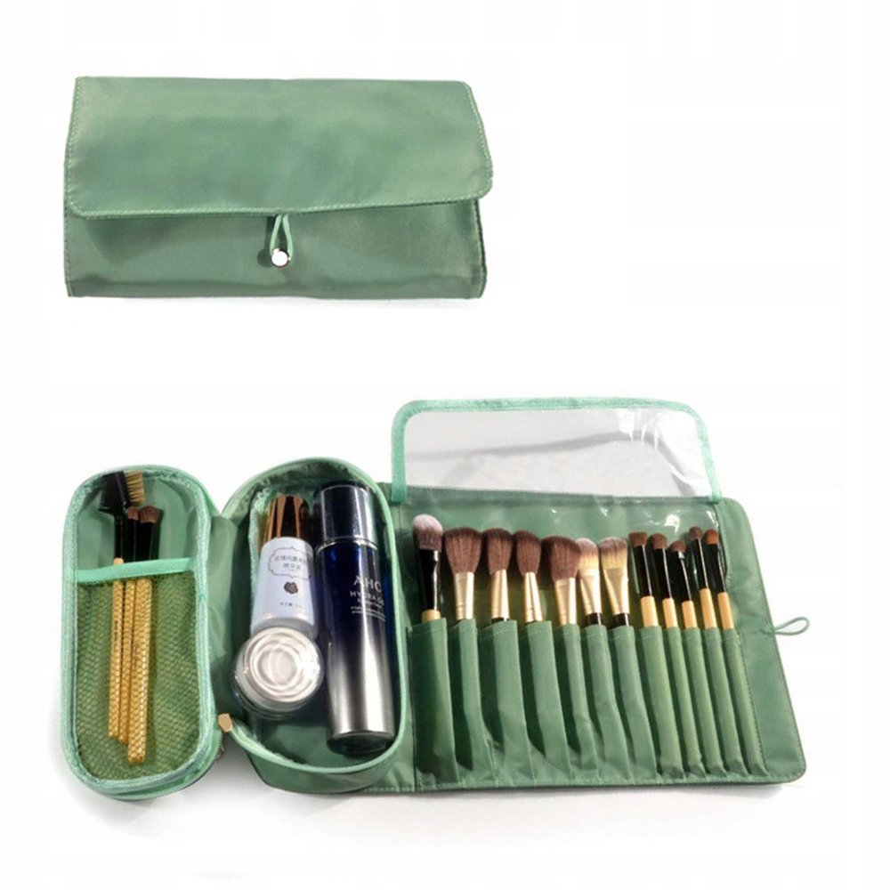 DAMSKA SKŁADANA KOSMETYCZKA ORGANIZER NA PĘDZLE DO MAKIJAŻU KOSMETYKI