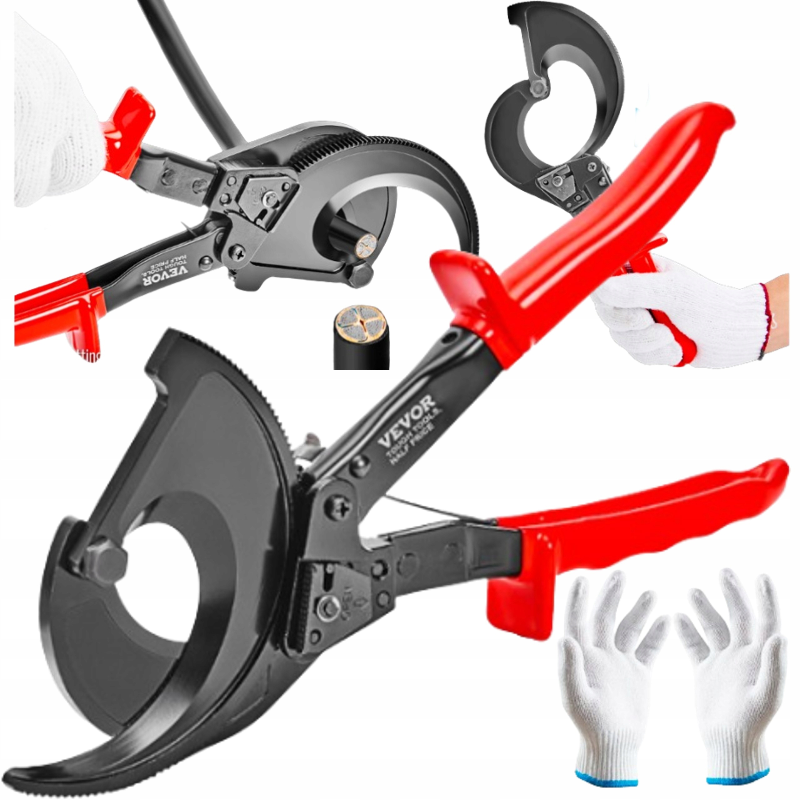 ráčnové nůžky na kabely silné nůžky s ráčnou, ořezávač max 400 mm2