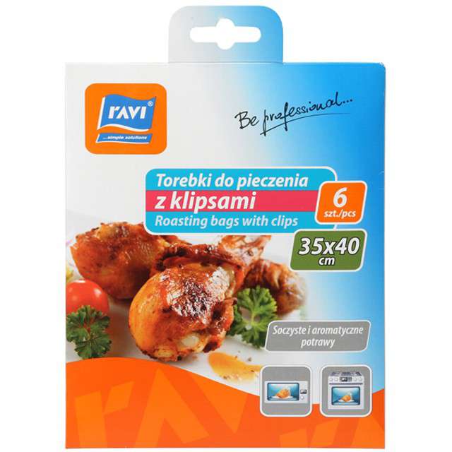 Torebki do pieczenia z klipsami 35x40cm, 6szt.