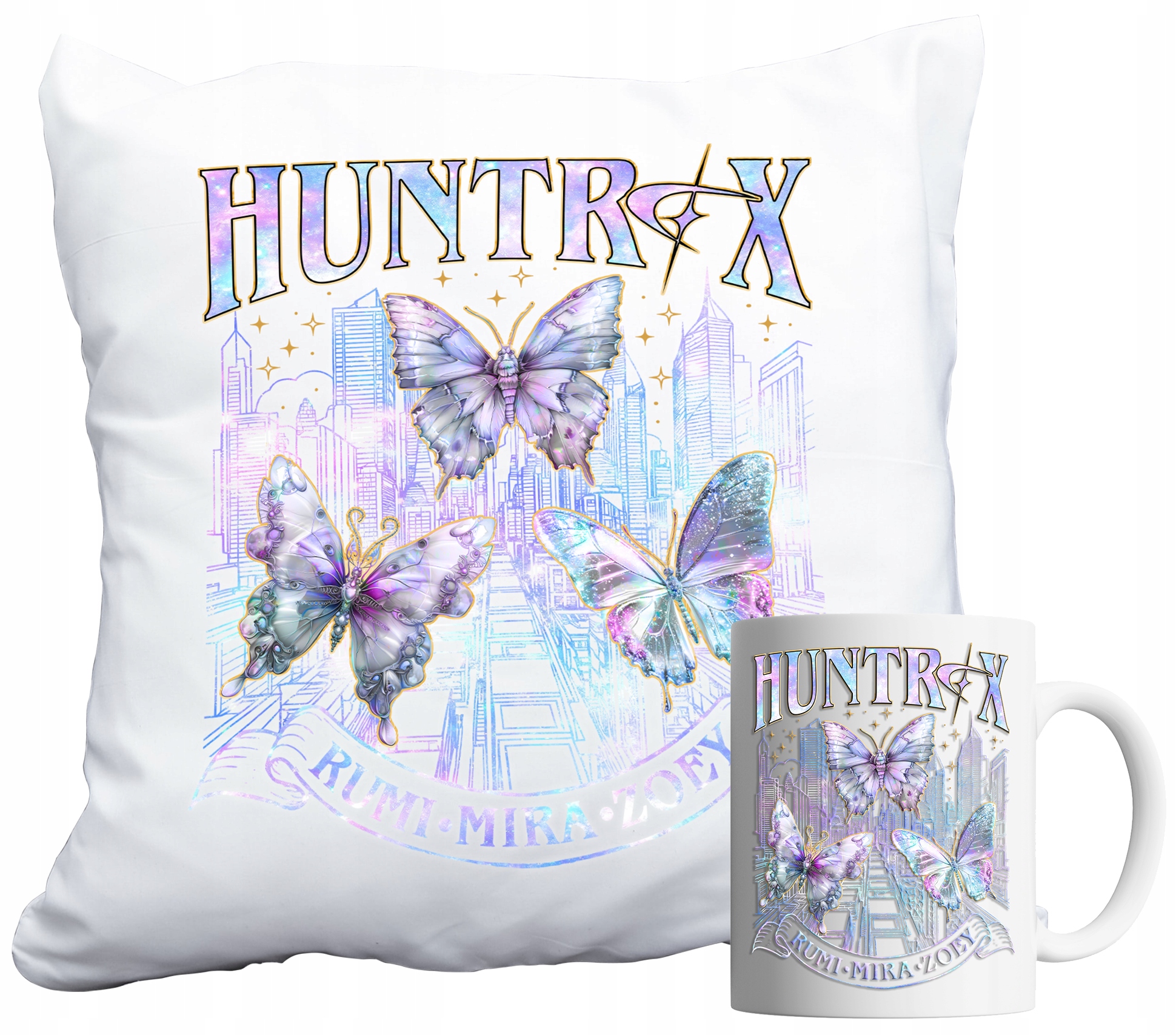 Sada Hrnek A Polštář Huntrix Motýli Kpop Demon Hunters Dárek Jméno