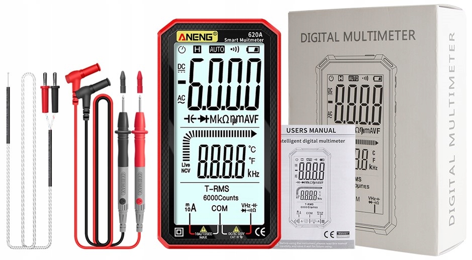 Cyfrowy multimetr miernik napięcia prądu uniwersalny Aneng A620A z LCD Typ inny