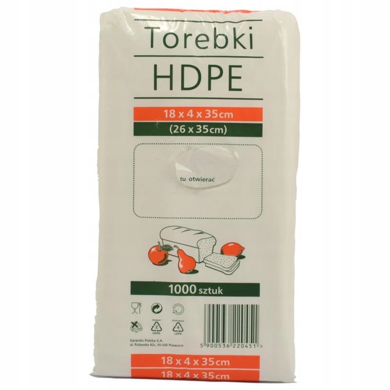 

Torebki spożywcze Hdpe 18x4x35 cm przezroczyste