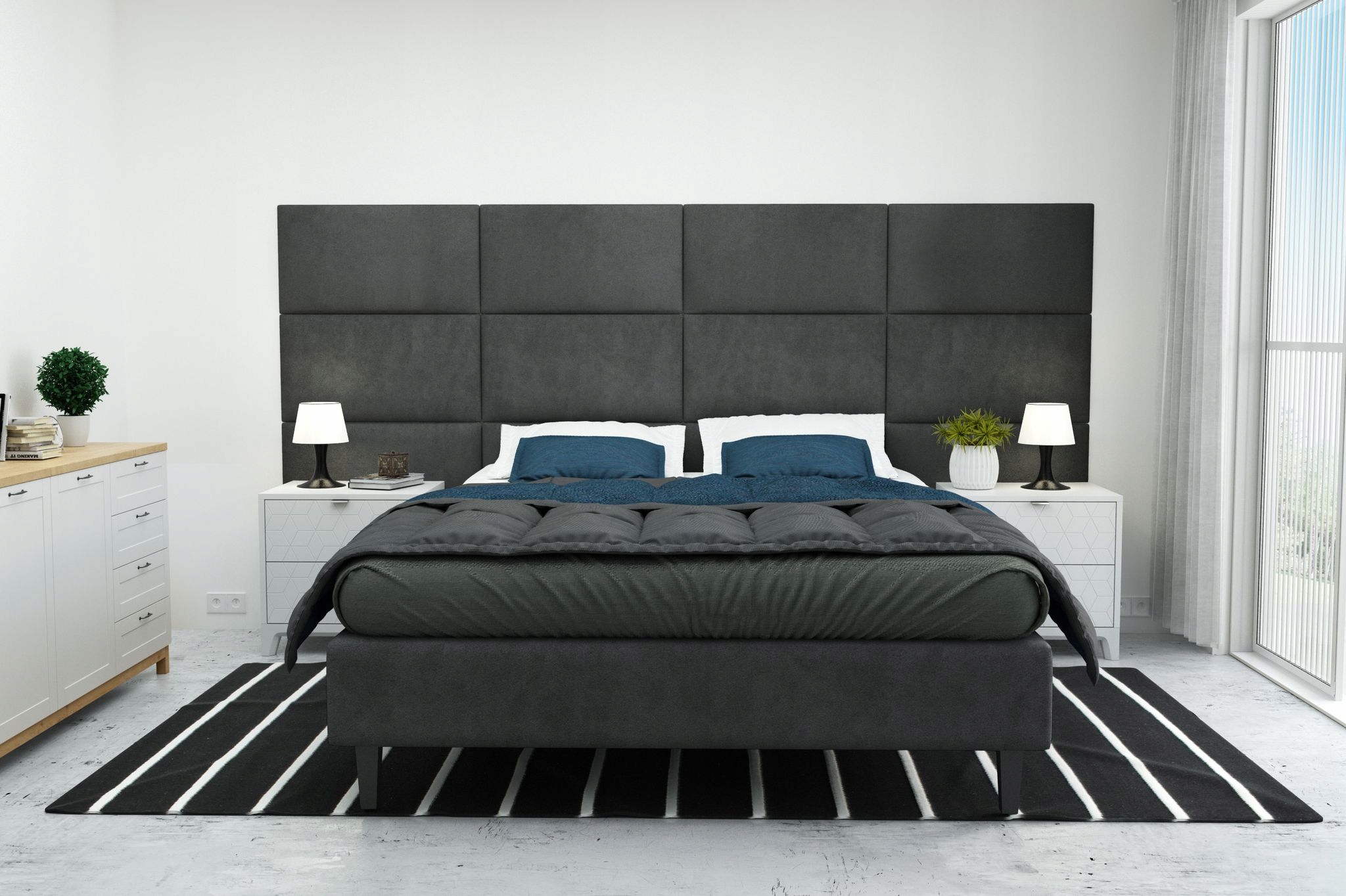 Panele ścienne tapicerowane 30x30 Zagłowie Kształt wzoru kwadraty