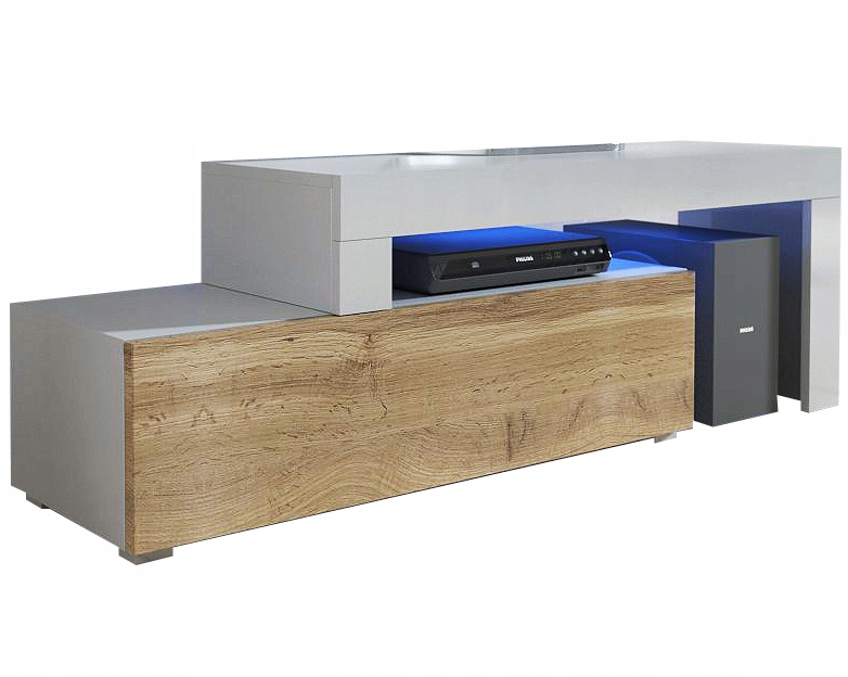 Komoda Szafka RTV ROZSUWANA 108-200 dąb wotan LED