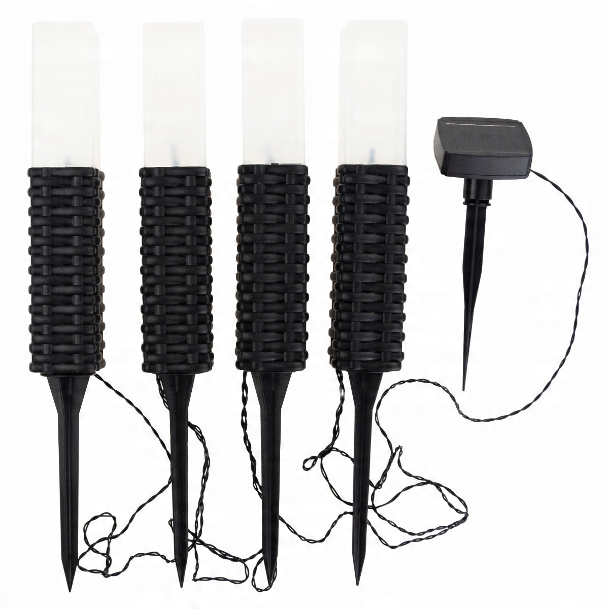 

lampa solarna ogrodowa Rattanowa Led 4szt Słupek