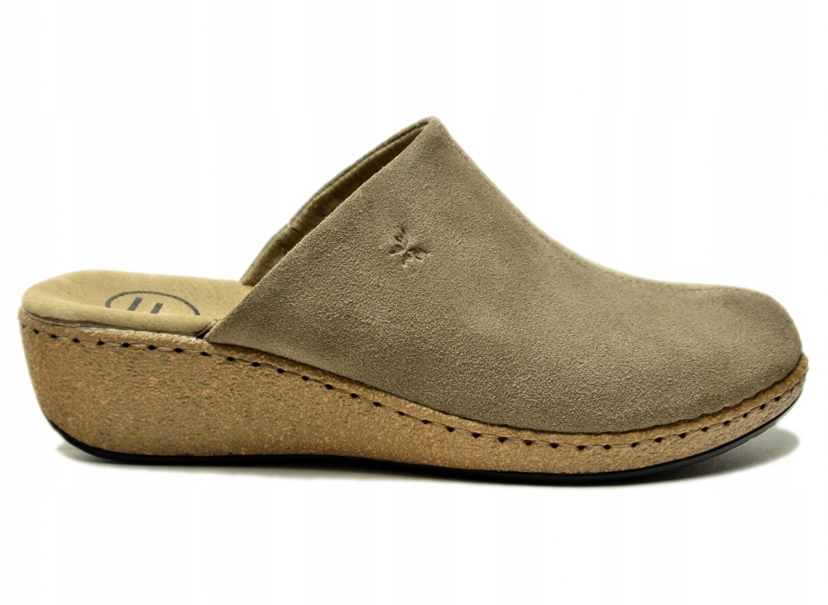 Nazouváky kůže 39 taupe Filippo 7567 kožené na klínku semiš