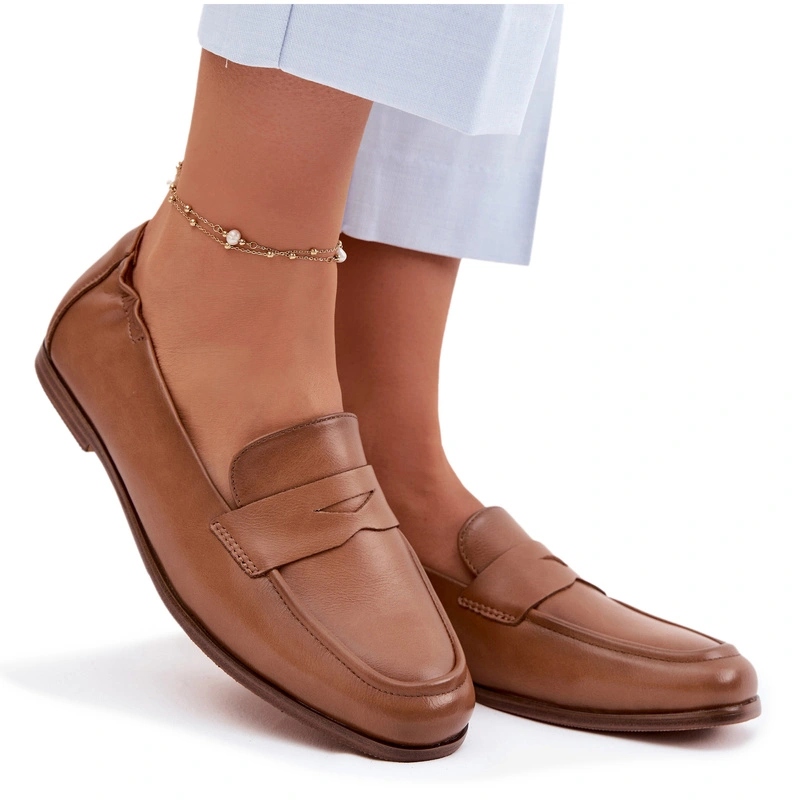 Dámské Mokasíny Z Přírodní Kůže Elegantní Vinceza 18122 Camel 36