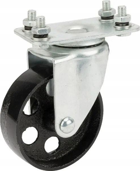 Koło skrętne z podstawą, stalowe, bez hamulca