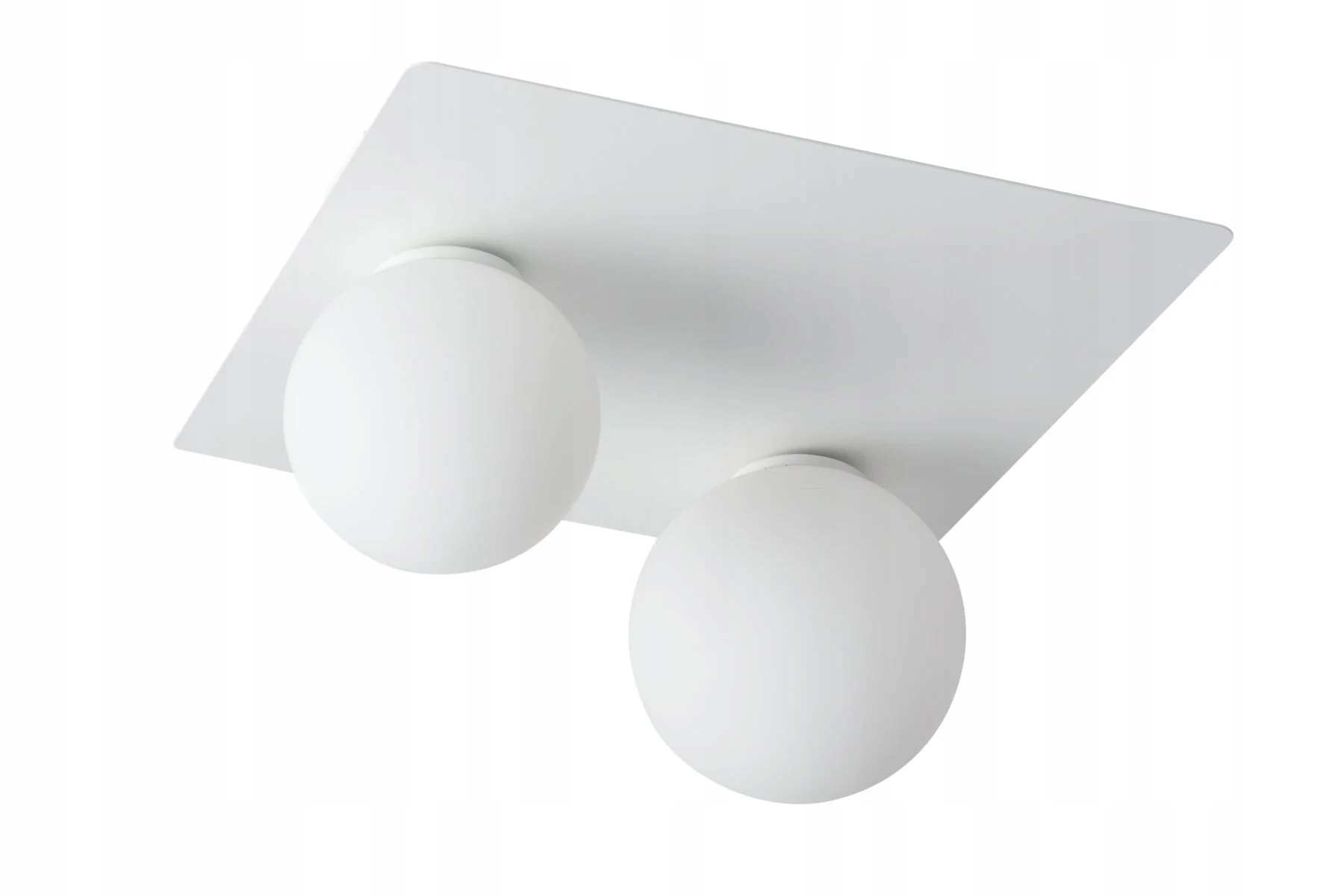 Stropná lampa biela dvojitá, sklenené biele gule do spálne a obývačky Sigma