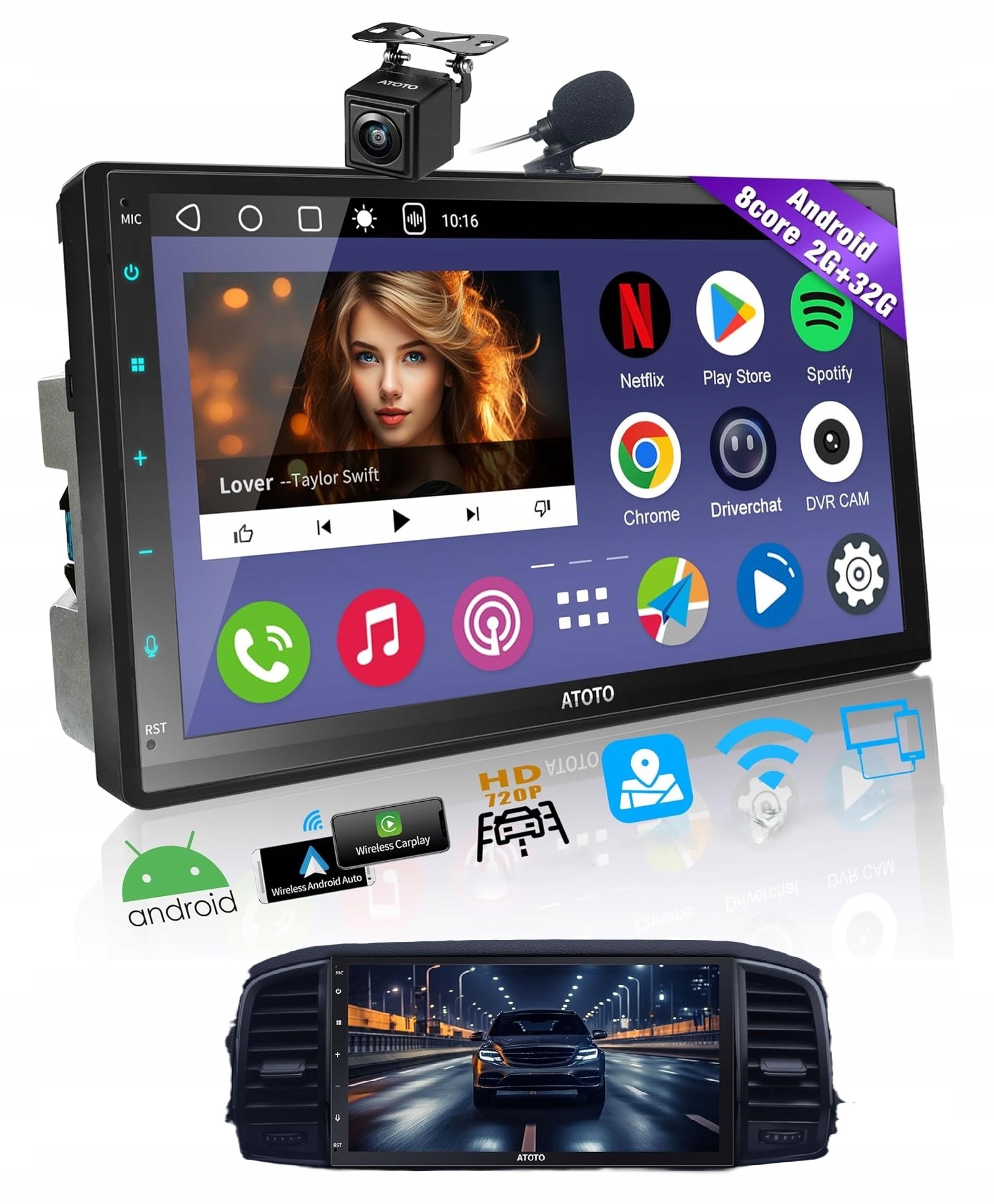 Rádio do auta 2Din Android Auto Carplay WiFi Gps Bluetooth 7" 2/32GB