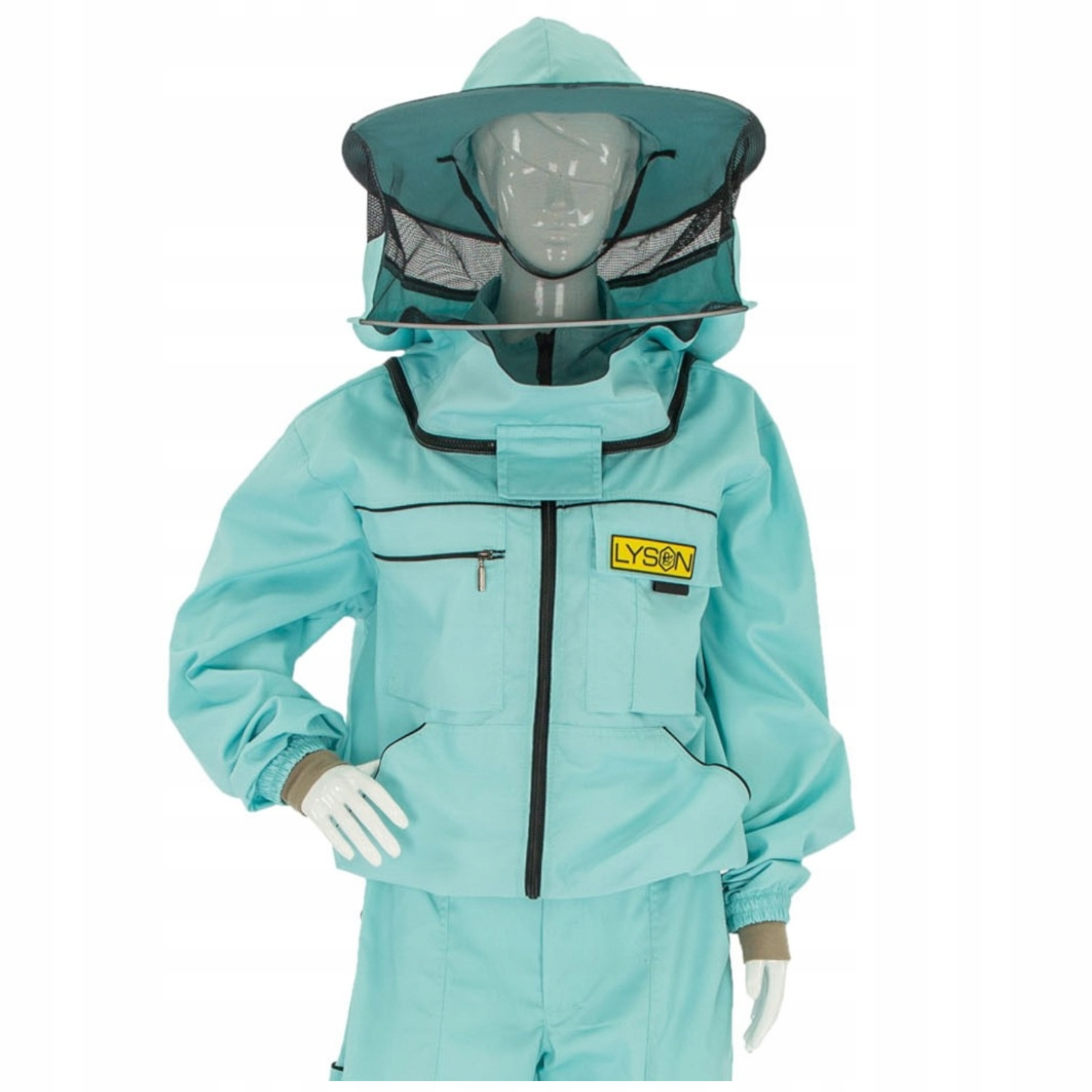 Rozopínateľná vČELÁRSKA Bluza s klobúkom Turkusová veľkosť L