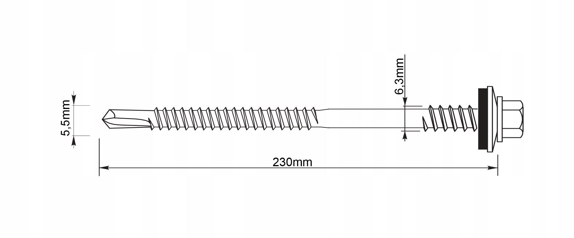 Wkręty do płyty warstwowej 230 mm RAL 9010 100 szt. do metalu Etanco GTR6 Kod producenta P153230R0PL