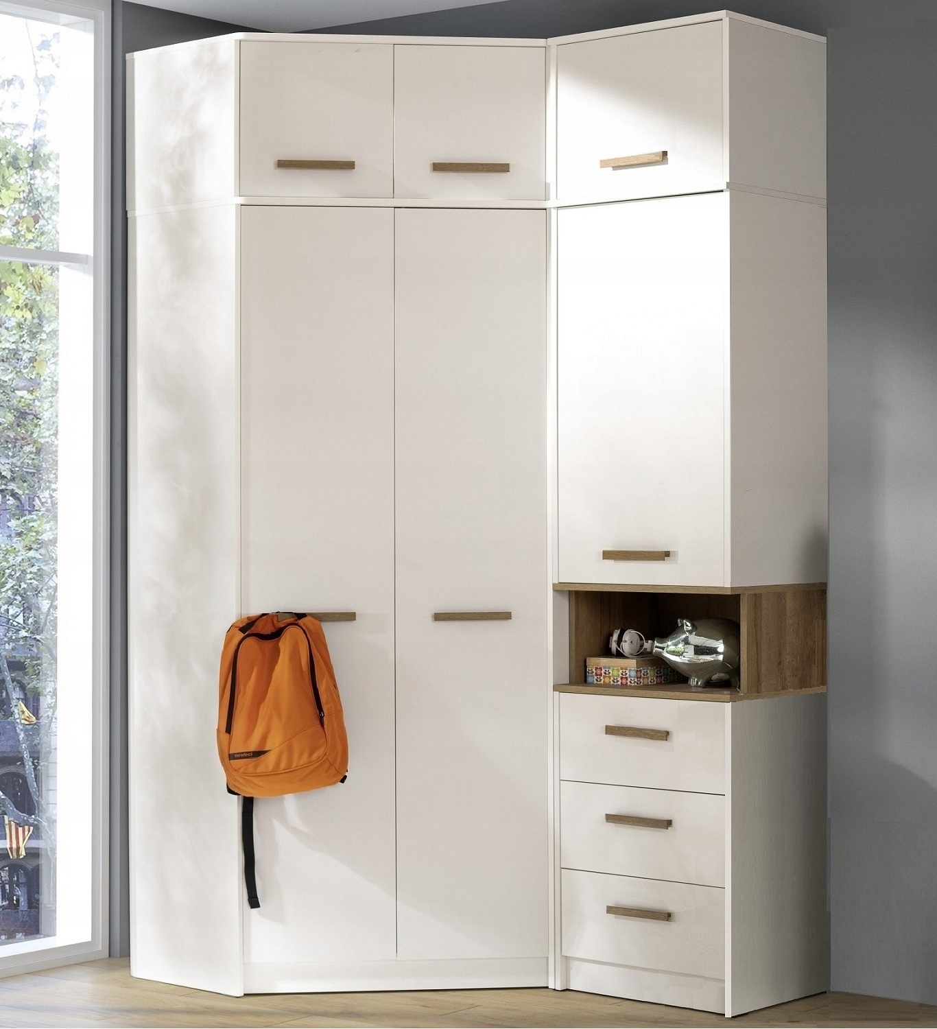 zestaw narożna wysoka szafa nadstawka regał szuflady półki duża Grant 12N Marka MARMEX Meble