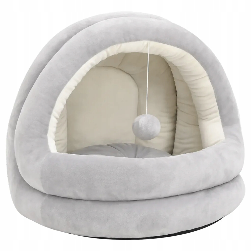 Levně pro kočky Pelíšek z fleecu a Pp bavlny, šedý a krémový, 50x50x45 cm