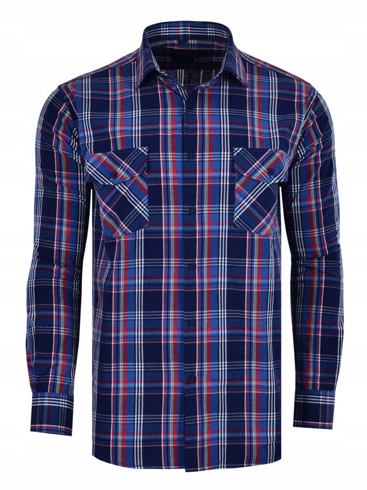 Košile Kostkovaná Tmavě Modrá Dlouhá Velká 49/50