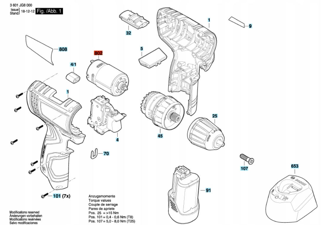 Silnik do GSR 120-LI GBR 120-LI Bosch oryginał. Rodzaj silnik